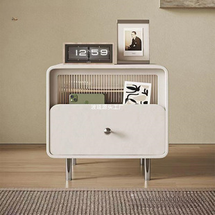 Bedside Table Solid Wood Cream Bedroom Cabinet Small Soft Bag Bedside Storage Cabinet Simple Modern Style