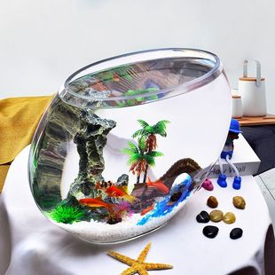 Creative Fish Tank Living Room Desk Small Household Crystal Glass Goldfish Turtle Tank Exquisite Mini Landscaping Decoration
