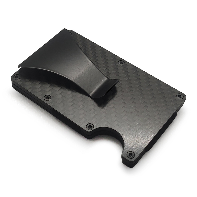 Multifuncional de fibra de carbono manga de la tarjeta anti-desmagnetizado anti-robo cepillo RFID titular de la tarjeta de aleación de aluminio titular de la tarjeta de crédito del banco caja de la tarjeta