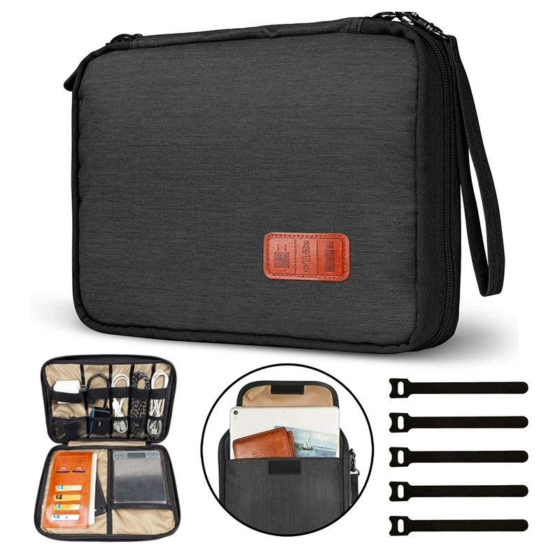 Neutral Universal Travel Organizer Bag for Electronics and Chargers – Black or Grey, 28×22×3 cm
