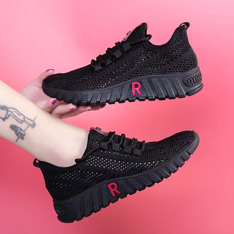 Wholesale Foreign Trade 2023 Summer New Women's Fly-Knit Mesh Fashion Versatile Casual Sports Shoes Running Shoes New Models