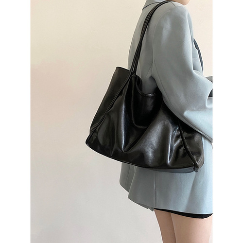 Bags  New Trendy Hand-held Glossy Tote Bag Women's Large Capacity Class College Student Casual Underarm Shoulder Bag