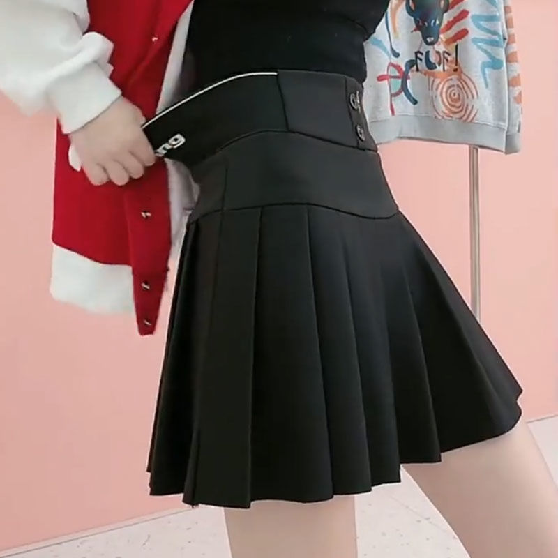 防走光黑色百褶裙半身裙女2025秋冬新款a字高腰包臀裙洋气短裙|undefined