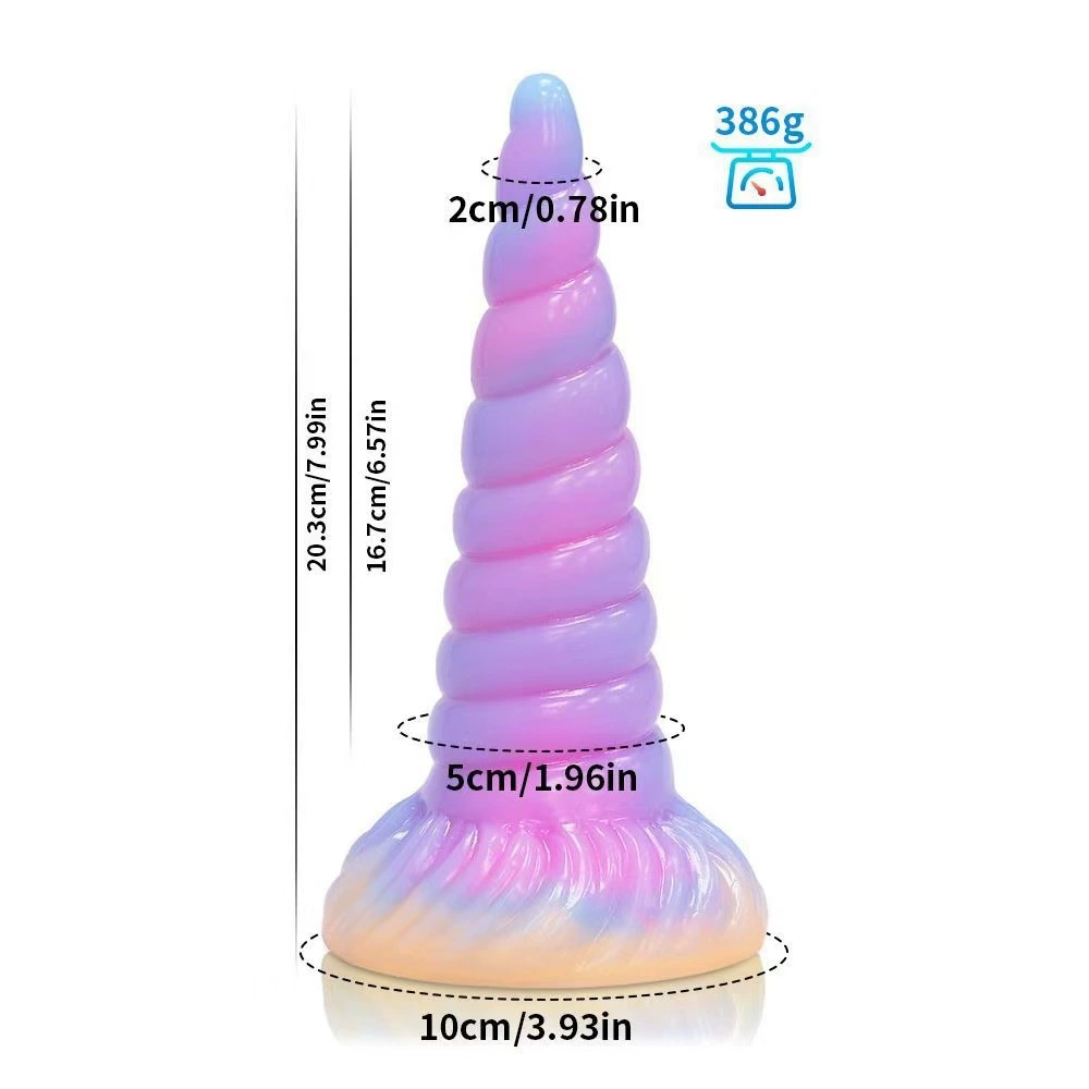 Силиконовый вагинальный dildo, светящийся платиновый силикон, фактурный фантазийный дизайн, 18,6 × 5,6 см