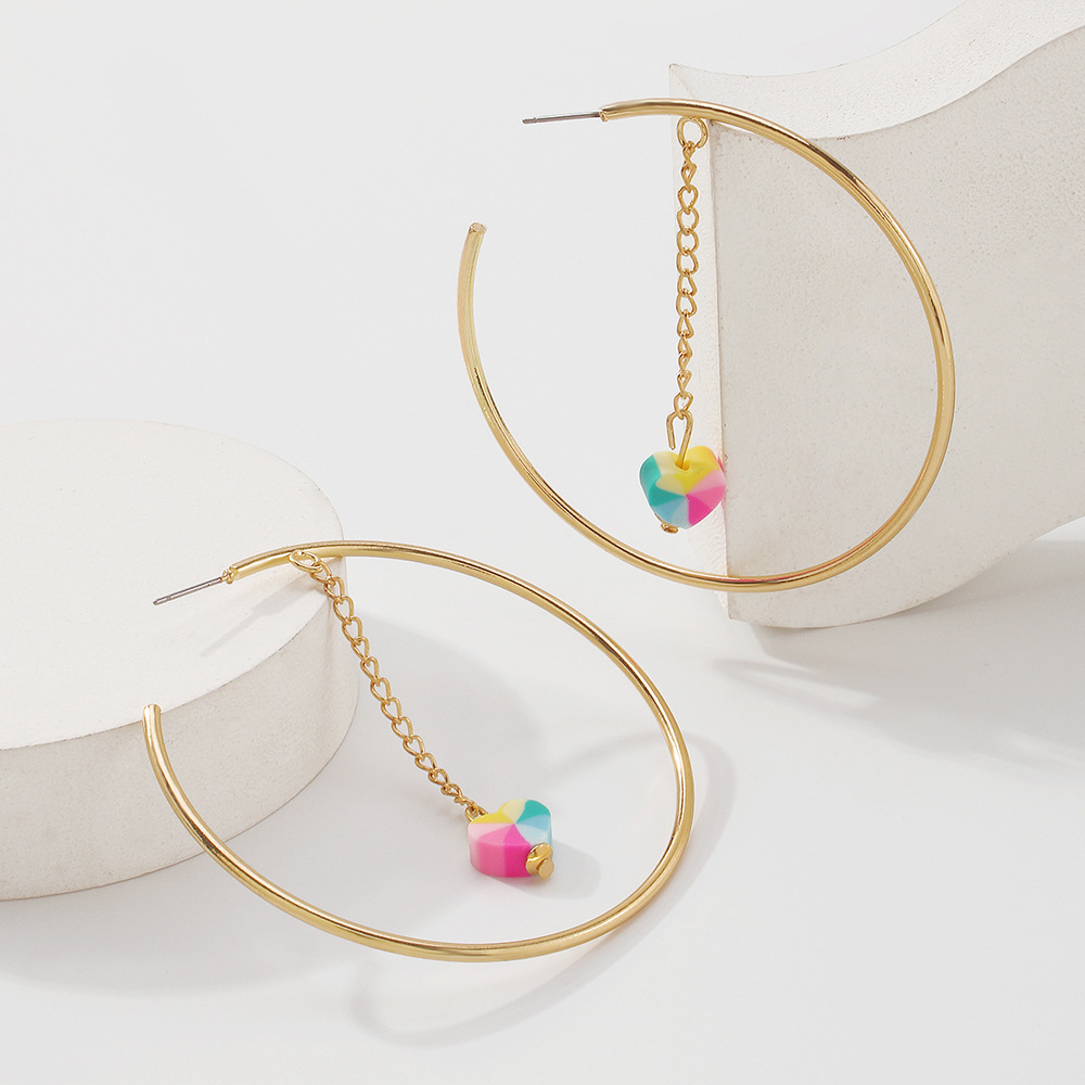 simple geometric love creative chain C-shaped earrings retro