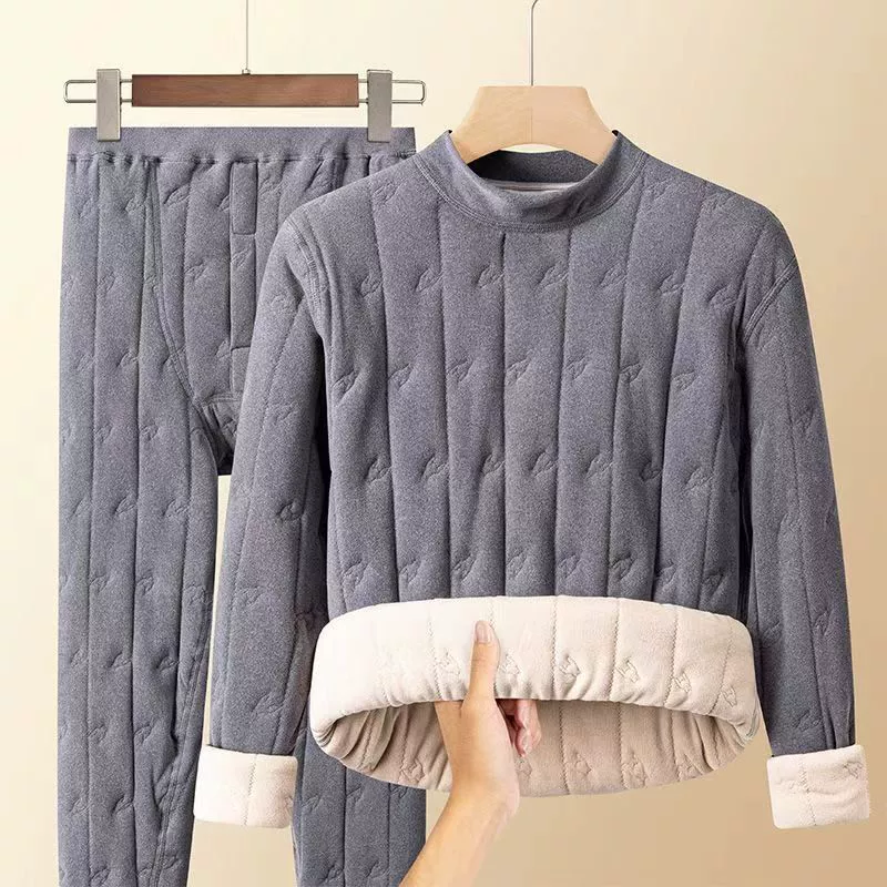 [Четыре слоя овечьей шерсти утолщены] Осенний и зимний набор термобелья для мужчин и женщин