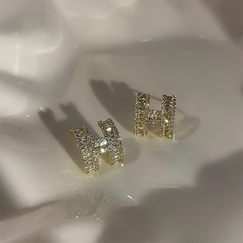 Gold letter earrings