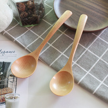 厂家批发 日式小木勺雕刻logo 长柄木质勺子整木汤勺简约创意饭勺