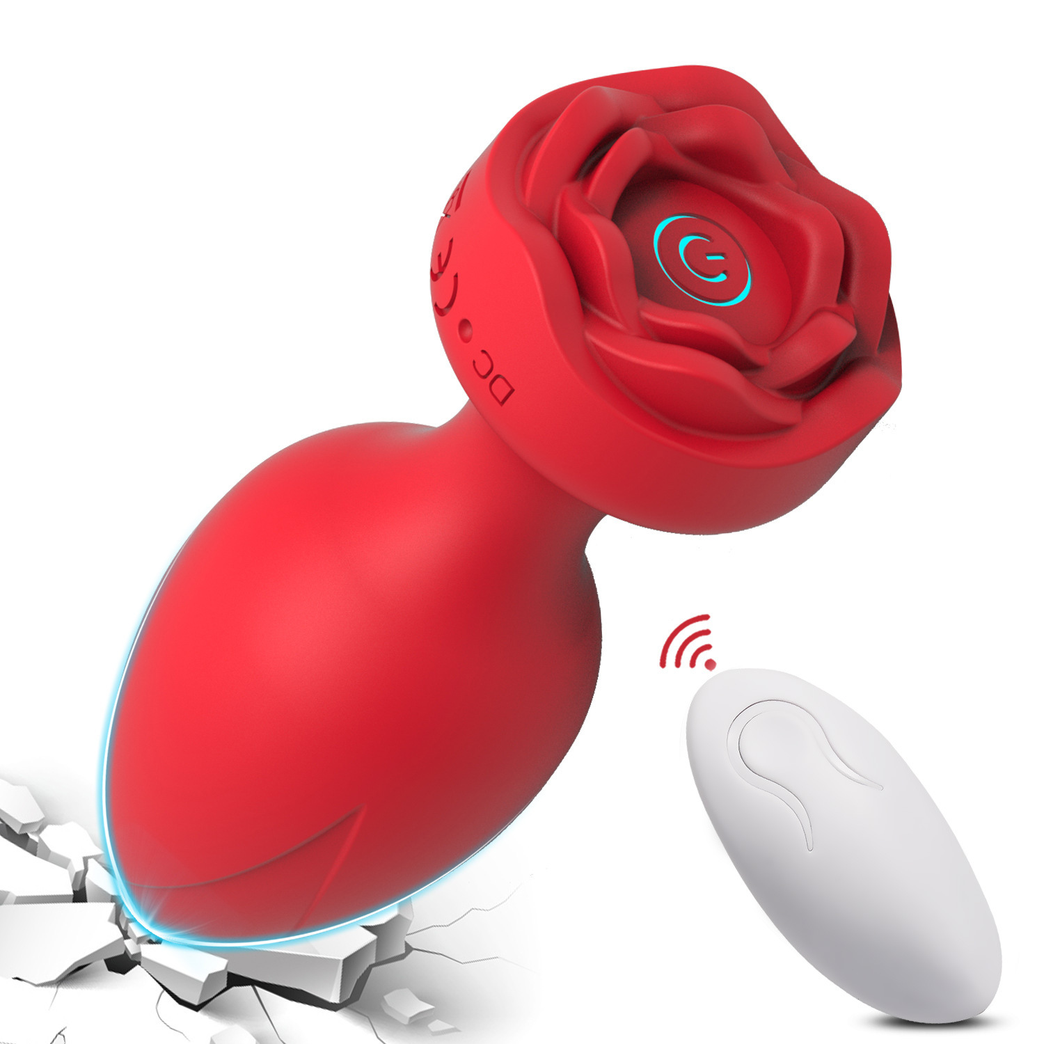 Cross-border Women's Rechargeable 10-frequency Wireless Remote Control Vibrating Rose Plug, Anal Masturbator, Adult Sex_voghion.com