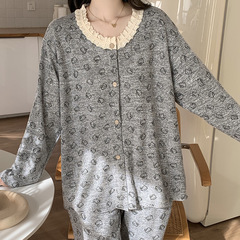 带胸垫睡衣女春秋款长袖2025新款卡通可爱甜美仙女碎花家居服套装