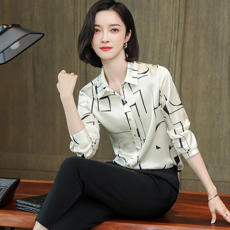 Hangzhou Heavy Silk Shirt Women's 2025 Spring New Satin Long-Sleeved Mulberry Silk Top
