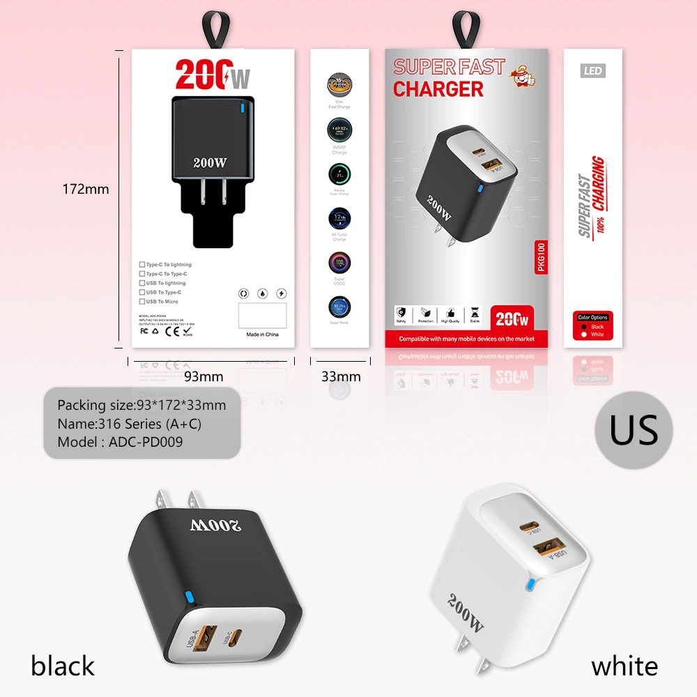 Зарядное устройство частной модели производителя 1C+2USB, европейско-американско-британская вилка, QC3.0, многопортовое зарядное