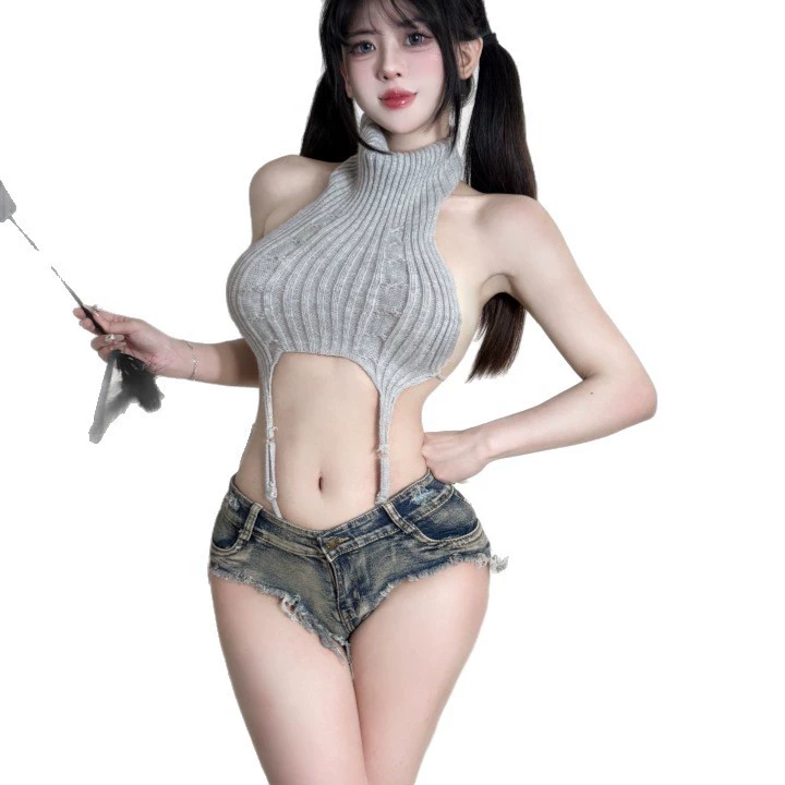 Sexy base short fitted knitted design vest sleevless, lifting effect