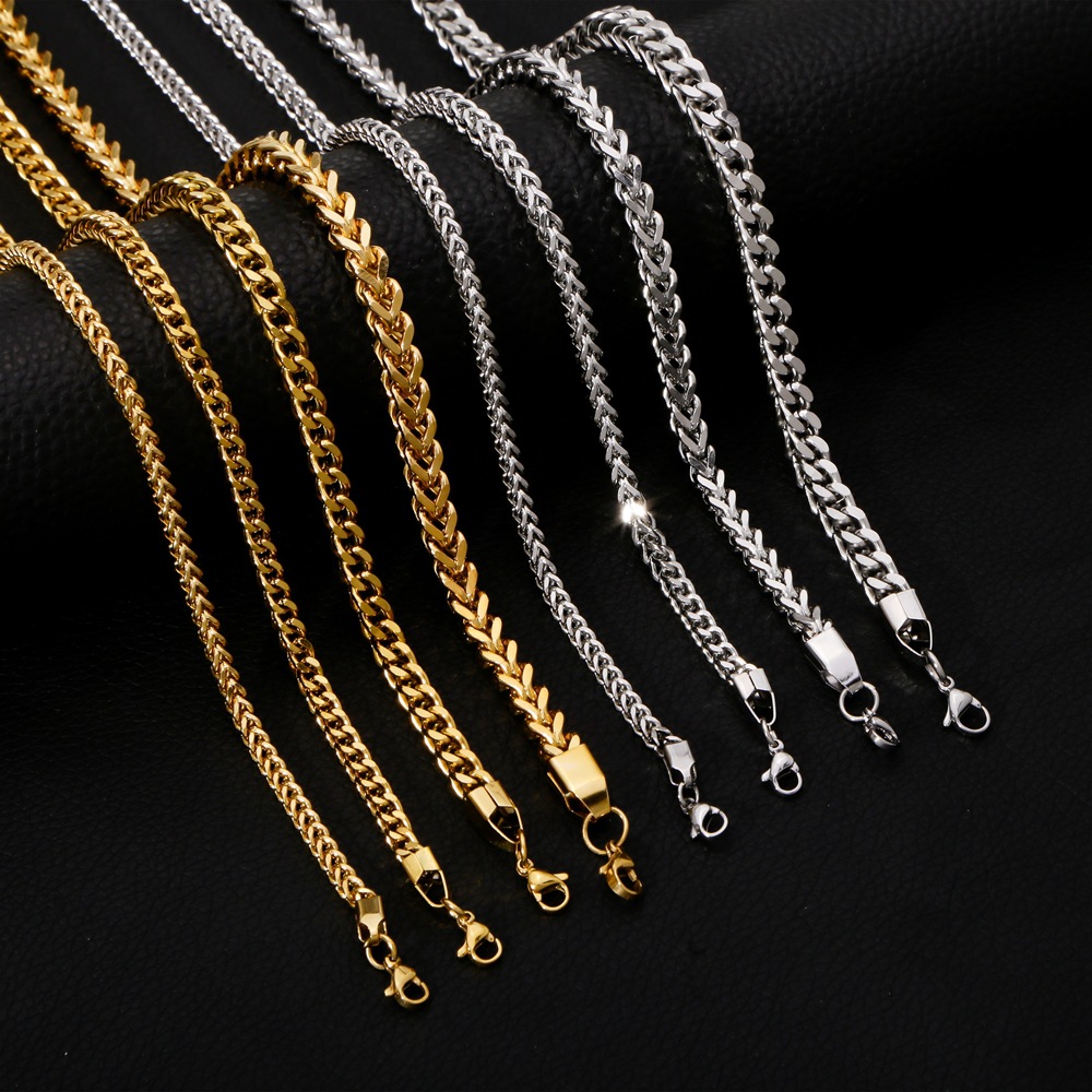 PVD Coated Gold Plating Process Simple Style Classic Style Geometric 304 Stainless Steel Plating Unisex Necklace Men Chain Necklaces