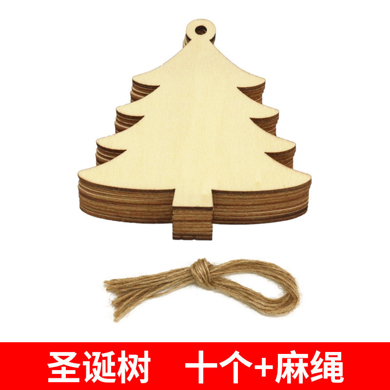 家居创意挂件手绘木质圣诞树装饰木片圣诞装饰木片 圣诞花装饰diy|undefined
