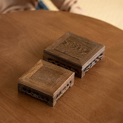 雞翅木茶壺墊雕花底座實木茶托花瓶花盆景玉石佛像底座茶杯墊