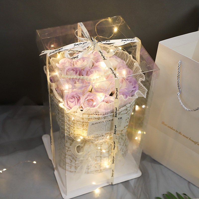 [19* fragrant purple flowers] gift box + lamp + greeting card