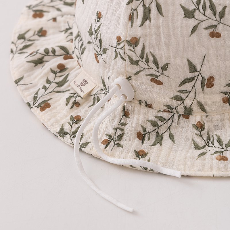 3-25 Meses sombrero de bebé primavera y otoño delgado sombrero de pescador de bebé sombrero de protección solar ajustable sombrero de maceta primavera flores trituradas