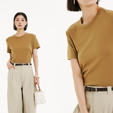 美娜舒丹2026春夏新款女士短袖T恤棉莫3303小圆领干练打底外穿