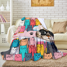 跨境家居动漫卡通猫咪毛毯办公室沙发空调盖毯秋冬法兰绒毛毯