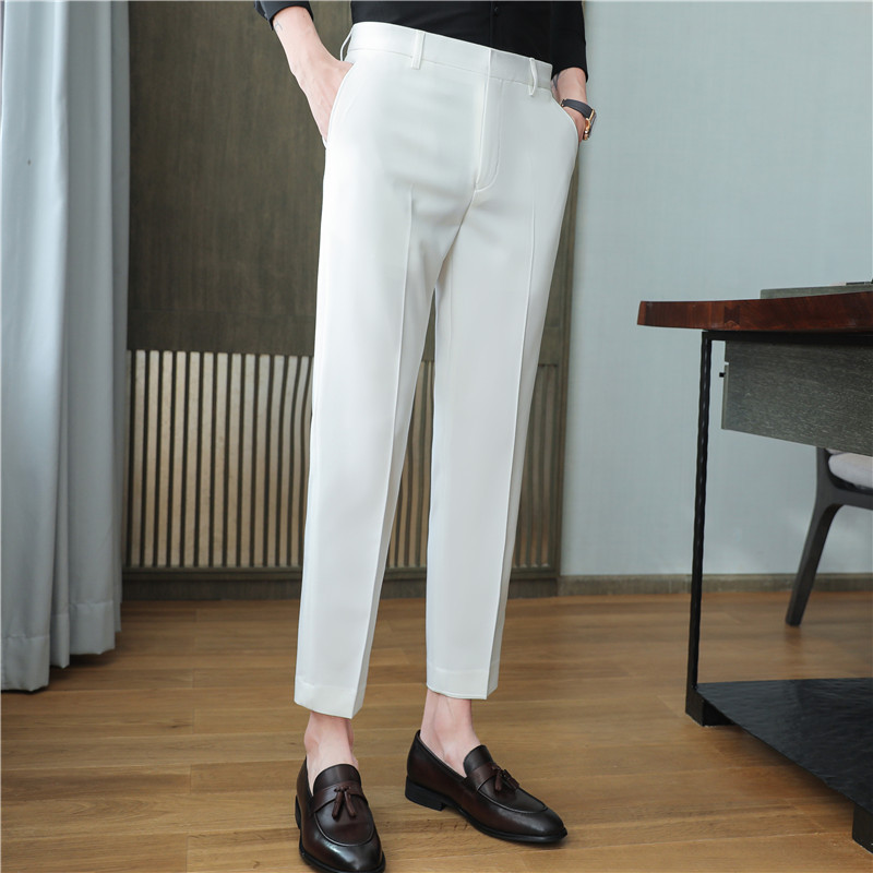 Pantalones de traje de verano nuevos hombres Pantalones de traje de estilo británico pantalones de traje de ajuste delgado pantalones cortos de hombres de moda guapos pantalones de traje de Corea del Sur hombres