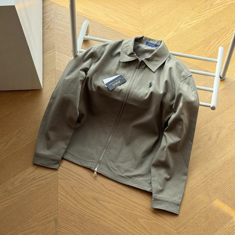 Scan Code Cross-Border Linen Rl Laffy Pony Embroidered Veteran Lapel Jacket for Men and Women Couple Retro Workwear