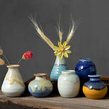 景德镇创意ins风迷你陶瓷小花瓶插干鲜花摄影道具文艺摆件马卡龙