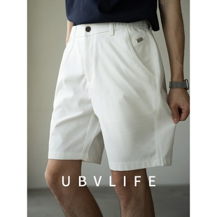 [Urban leisure series] vertical straight white pants men's 2025 summer new elastic waist cool shorts