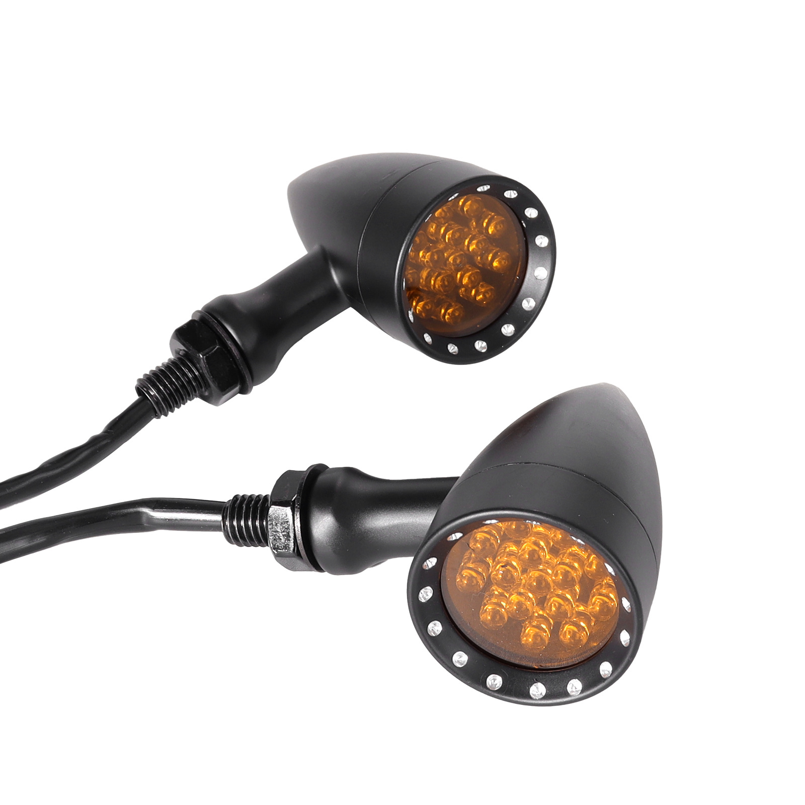 Motorcycle Retro Modified Aluminum Alloy Turn Signal Light Harley Cruiser Led Grid Bullet Turn Light