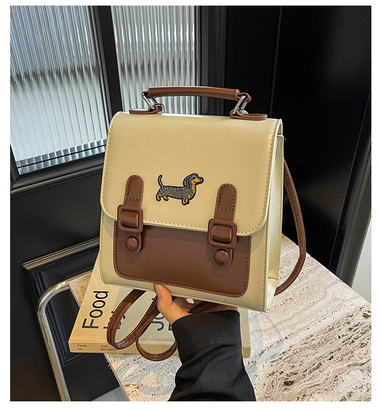 French contrasting color backpack Cambridge autumn/winter 2024 new trendy women's bag single shoulder crossbody handbag_voghion.com