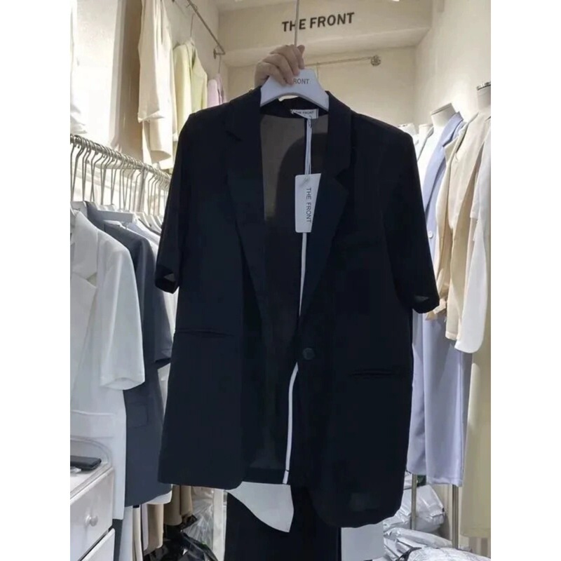 2026 Summer New Style Women's Short-Sleeve Blazer for Plus-Size Women, Single-Button, Loose Fit, Thin Jacket That Hides Belly Fat