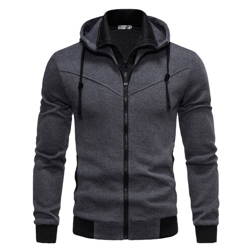 Men's Fashion Casual Pseudo-Bi-Sleeve Slim Fit Color Block Hooded Sweatshirt New Arrival