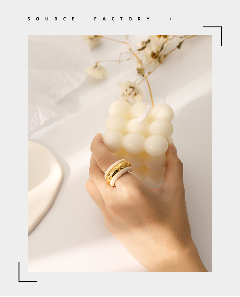 Fashion Color Block Arylic Copper Plating Open Ring 1 Piece