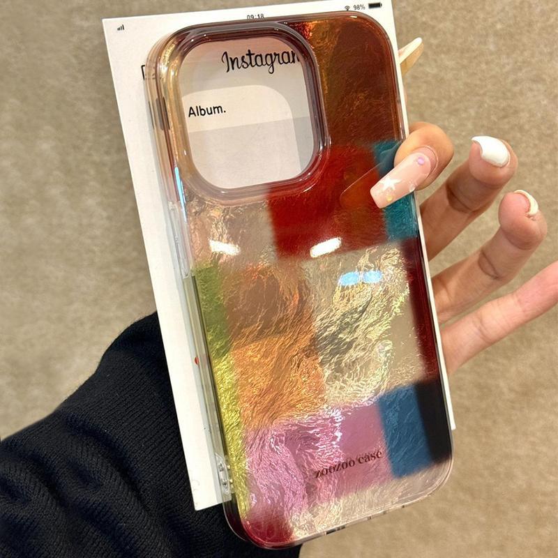 多彩方块格子适用苹果16promax手机壳iPhone15Pro个性14/13新款17