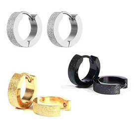 欧美时尚平面磨砂压沙耳扣双面抛光耳环轻奢高级感耳饰设计不锈钢