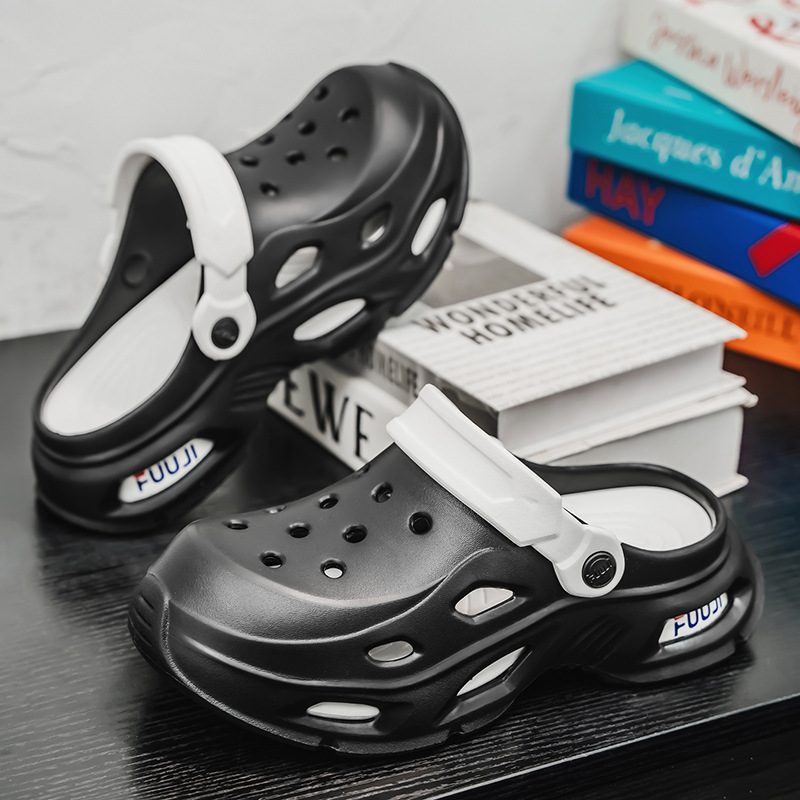 Primavera y verano para hombre nuevo casual todo-fósforo diario cómodo y transpirable a juego de color punta redonda EVA plataforma zapatos de agujero para hombre