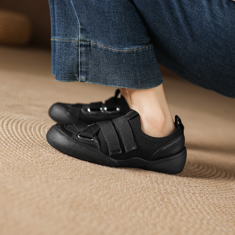 Giày sneaker nữ chunky đế dày da dê phối màu cao cấp — màu đen, màu trắng ngà chi tiết 77