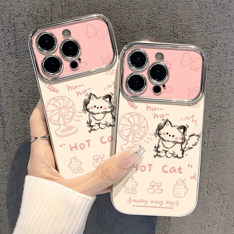 New fan cat for iPhone16PRO phone case 15 apple 14 plating 13 large window 12 female 11