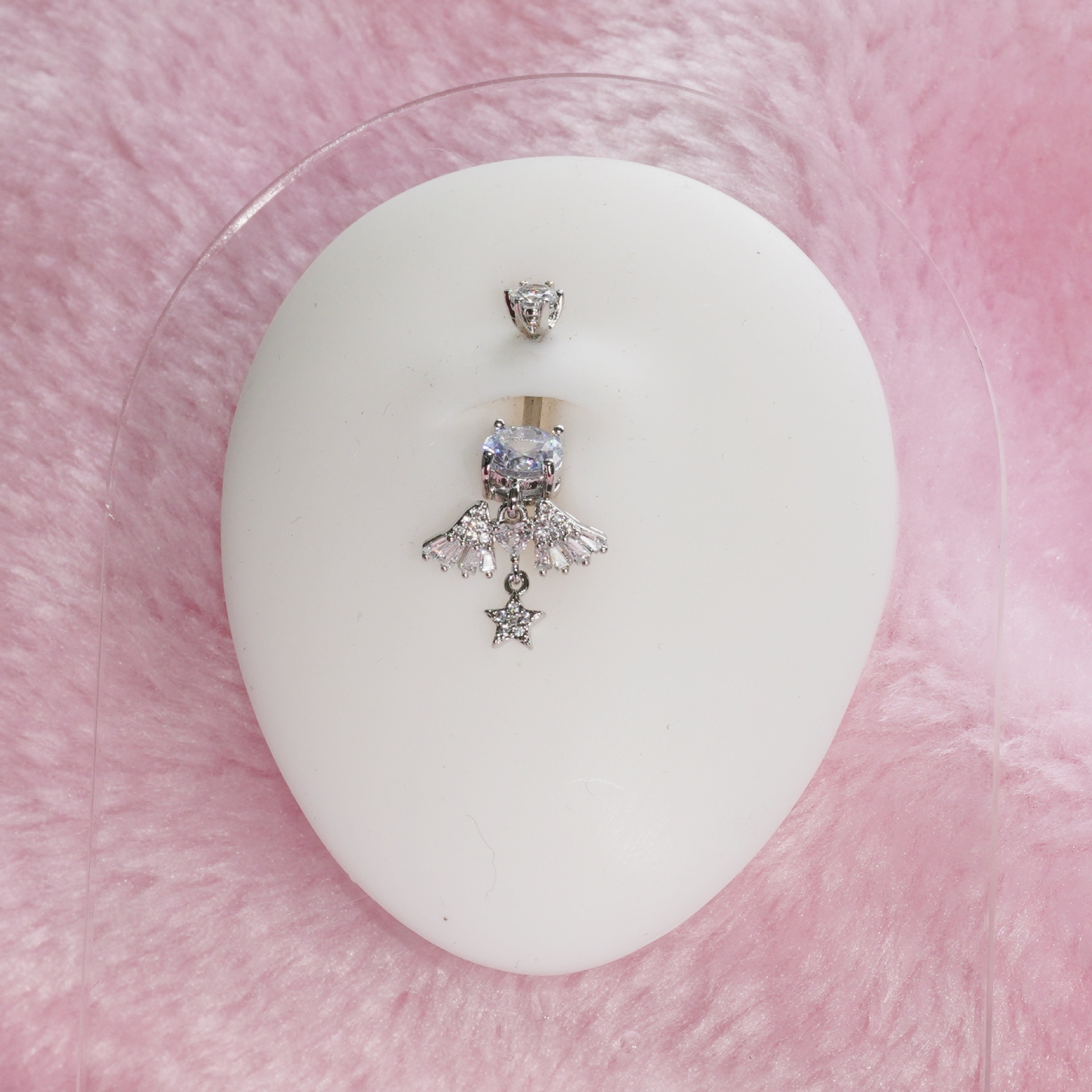 Piercing nombril ailes d'ange en zircon avec incrustation cuivre_voghion.com