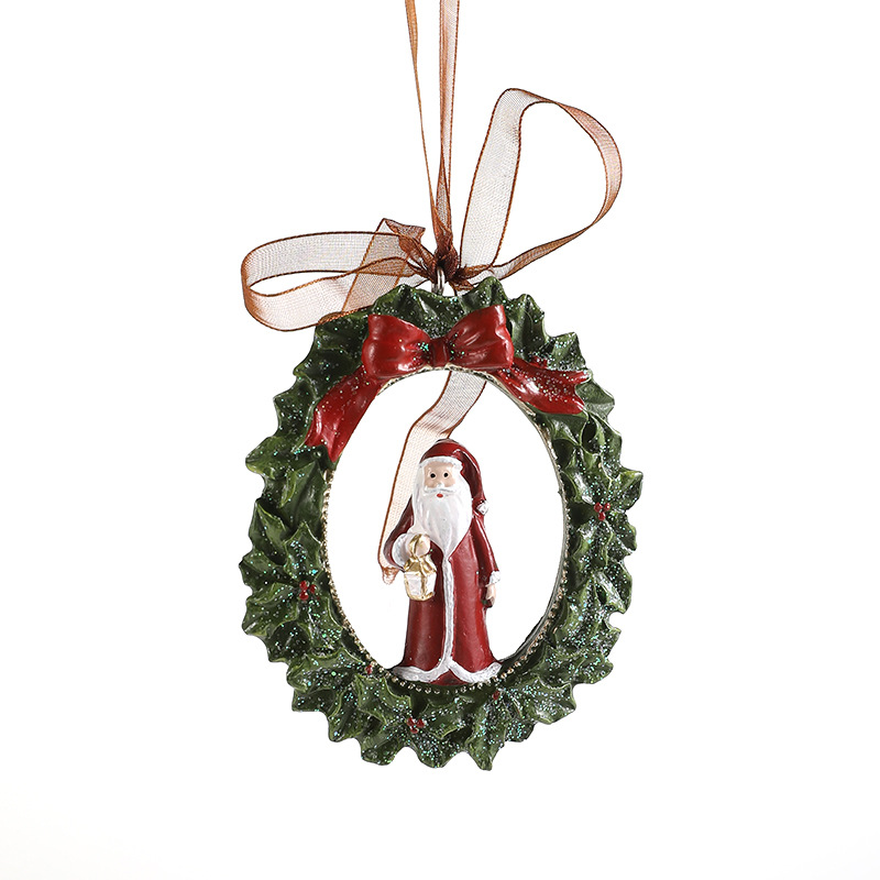 Nuevo colgante pintado de resina decoración del árbol de Navidad colorido retró campana tridimensional colgante de dibujos animados estadounidenses en stock