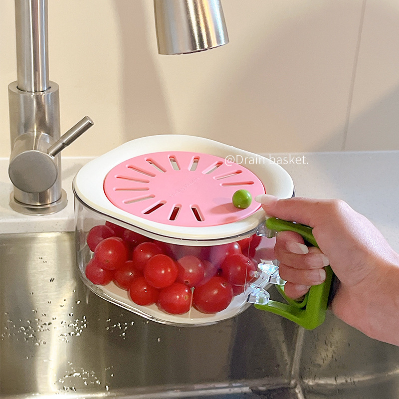 新しい二層食品グレードの厚みのある多機能フルーツプレート、家庭用果物洗浄ツール、野菜洗い桶、フルーツプレート、排水バスケット|undefined