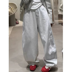 欧货白色弯刀牛仔裤女2025秋季新款韩版高腰宽松显瘦设计感阔腿裤