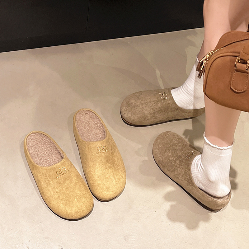 Birkenstock Half-Slippers for Women, 2025 Autumn and Winter New Korean Style Round-Toe Slip-On Closed-Toe Fleece-Lined Warm Lazy Slippers Birkenstock Half-Slippers for Women, 2025 Autumn and Winter New Korean Style Round-Toe Slip-On Closed-Toe Fleece-Lined Warm Lazy Slippers
