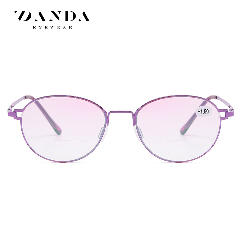 Tiktok mismas gafas de lectura de luz anti-azul gafas de luz doble púrpura elegantes de las mujeres 8104 mirando lejos y cerca gafas para ancianos