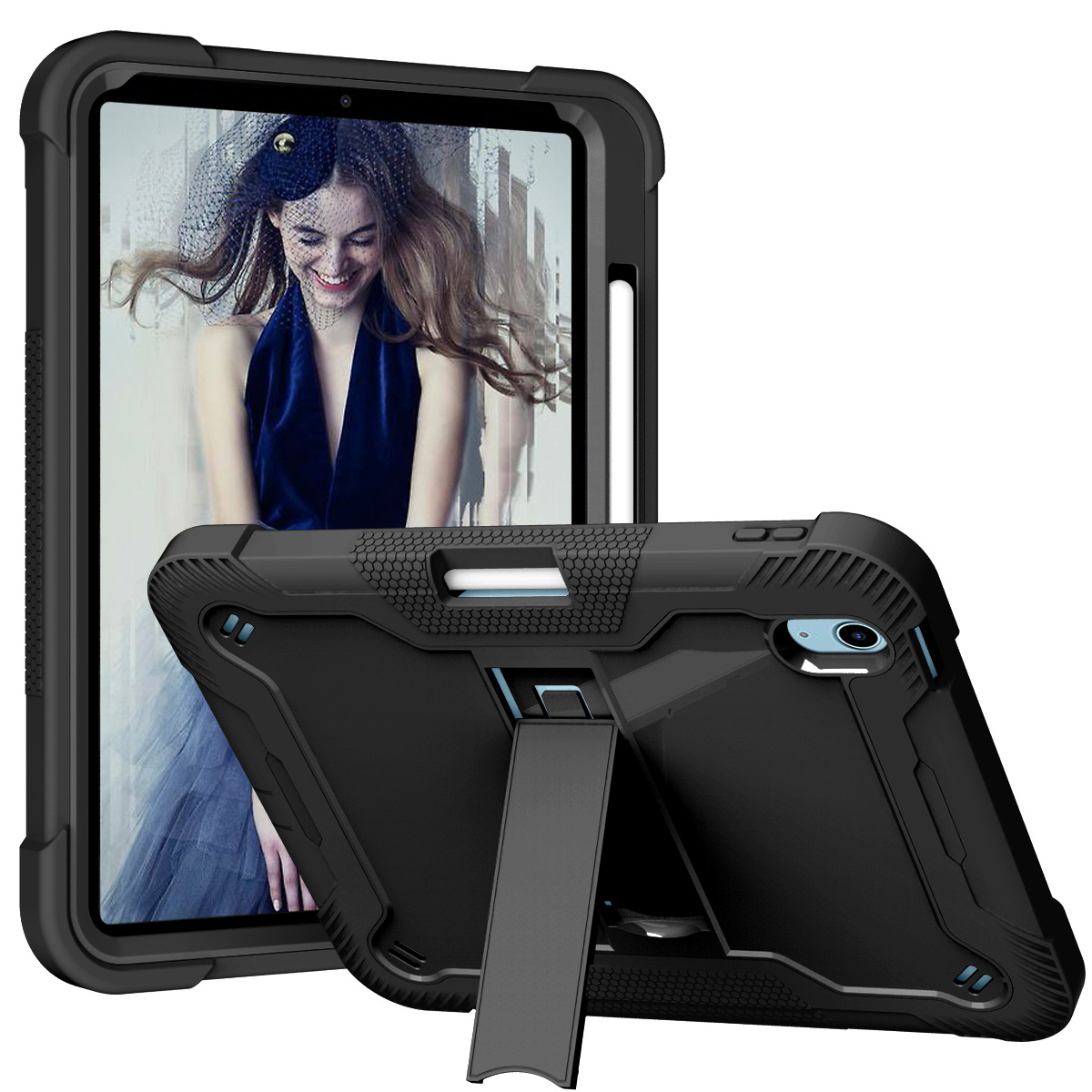 亚马逊跨境适用苹果iPad 10新款12.9硅胶mini全包防摔支架平板套