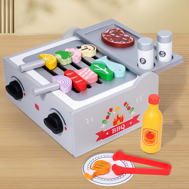 어린이 나무 시뮬레이션 피자 Che Che Che Le Food BBQ Che Che Che 시계 장난감 놀이 홈 역할 놀이 장난감