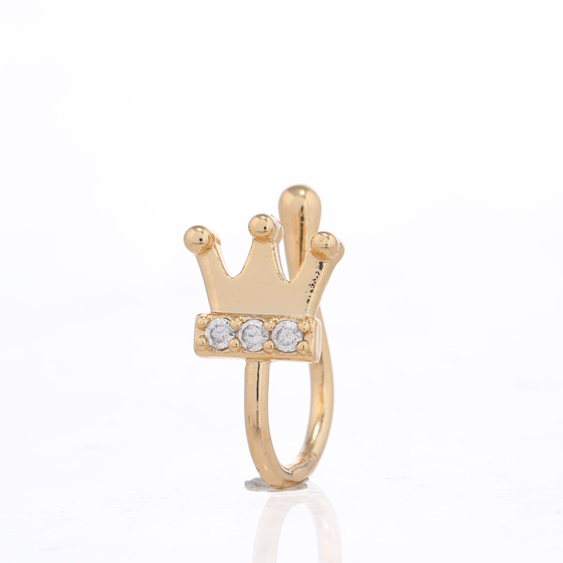 Fashion Moon Crown Alloy Inlay Zircon Nose Ring 1 Piece