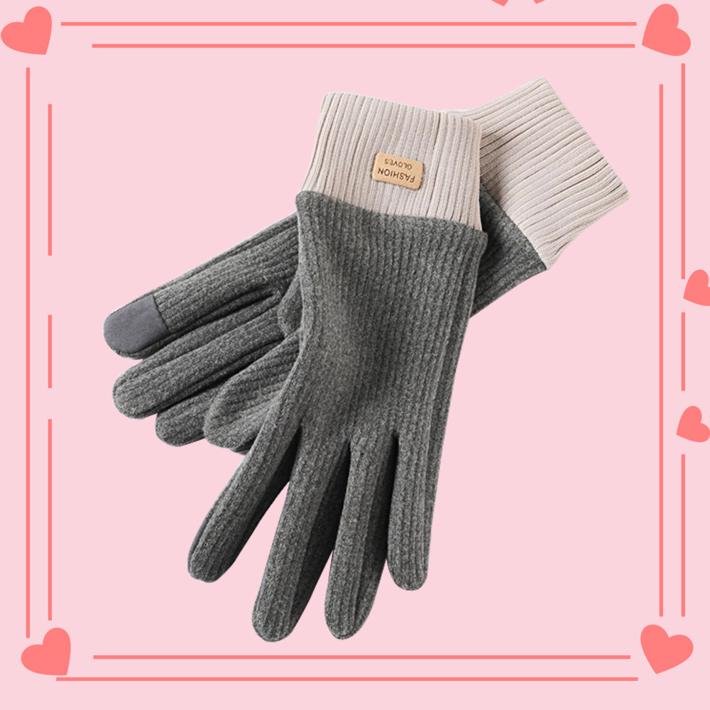 Guantes cálidos para mujer, compatibles con pantalla táctil, resistentes al viento, resistentes al frío, adecuados para ciclismo y conducción, estilo coreano, bonitos, aptos para estudiantes, con forro polar, gruesos, guantes de otoño e invierno.