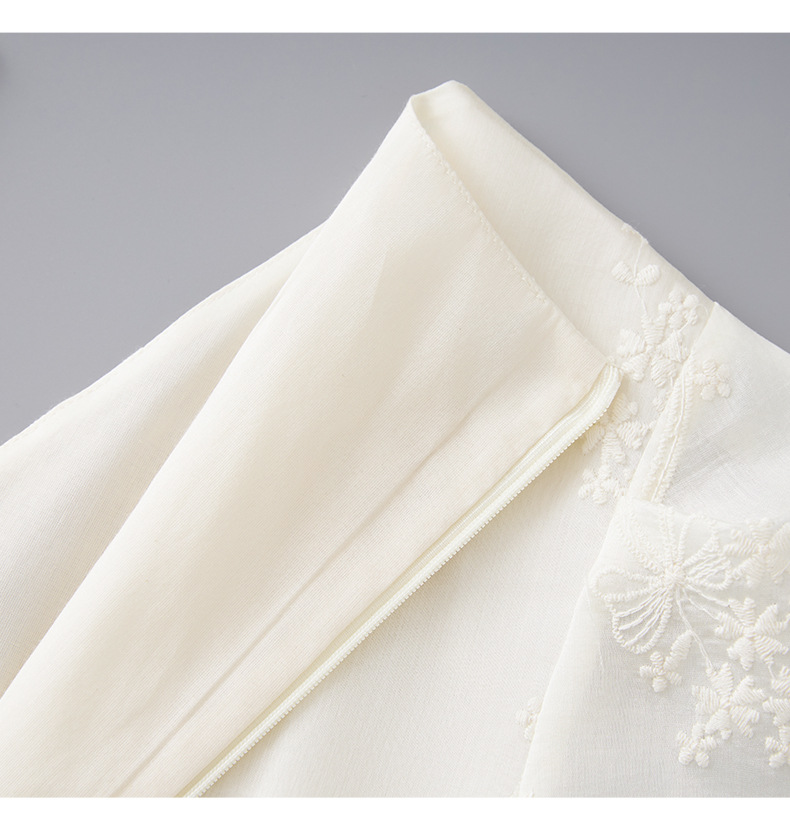 Đầm maxi nữ cổ chữ V thêu ren Tencel dáng dài mùa hè — Màu trắng chi tiết 15