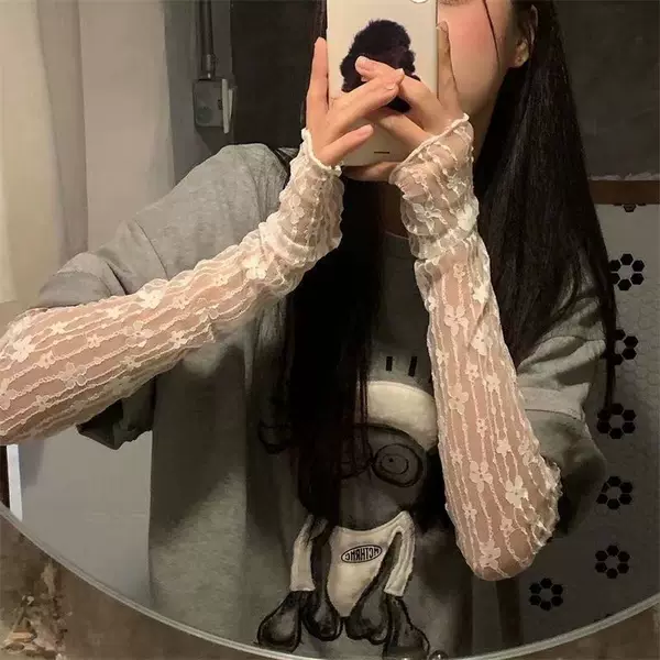 Lace Ins Long Ice Silk Arm Sunscreen Hand Sleeve Lolita Lace Gloves Lace Sleeves Spice Girls